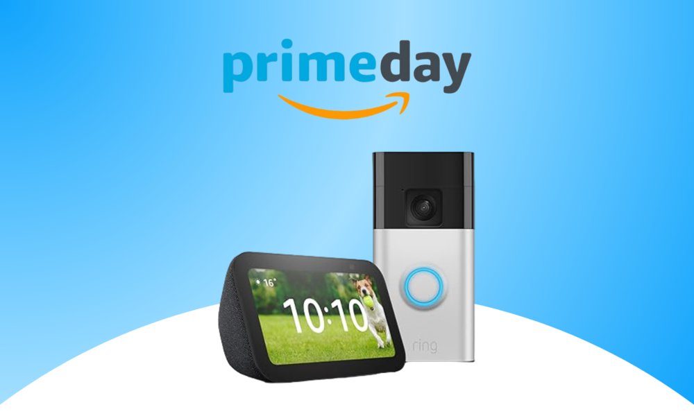 Ring Video-Türklingel in Silber und Schwarz, daneben ein Amazon Echo Show in Schwarz | © Amazon