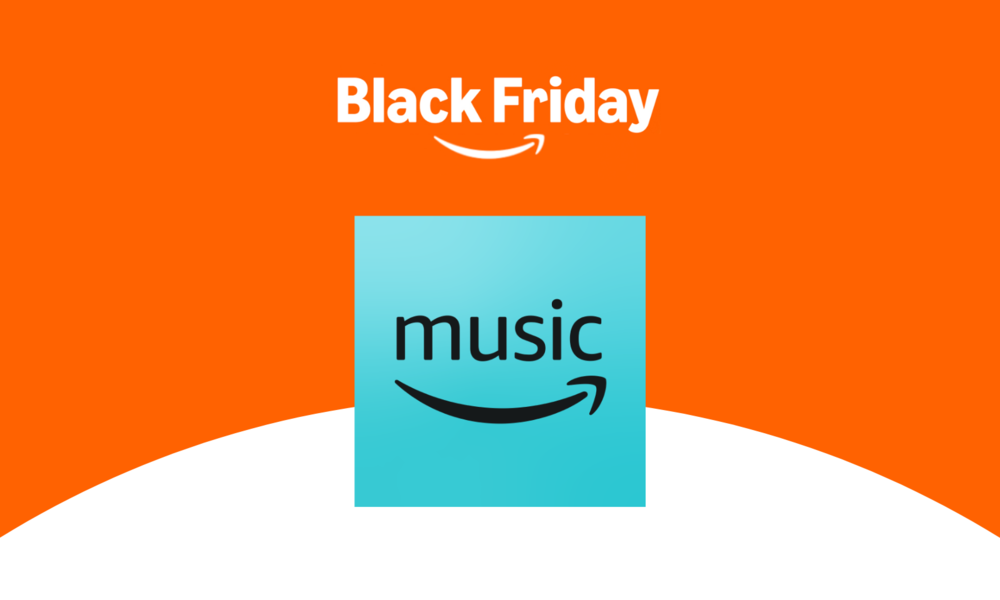 Der Schriftzug "Black Friday", darunter das Logo von Amazon Music, vor rotem Hintergrund | © Amazon