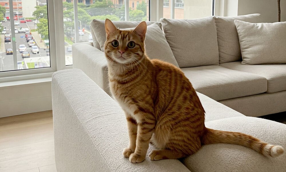 Katze auf Sofa | © Johanna Steinschulte/KI generiert