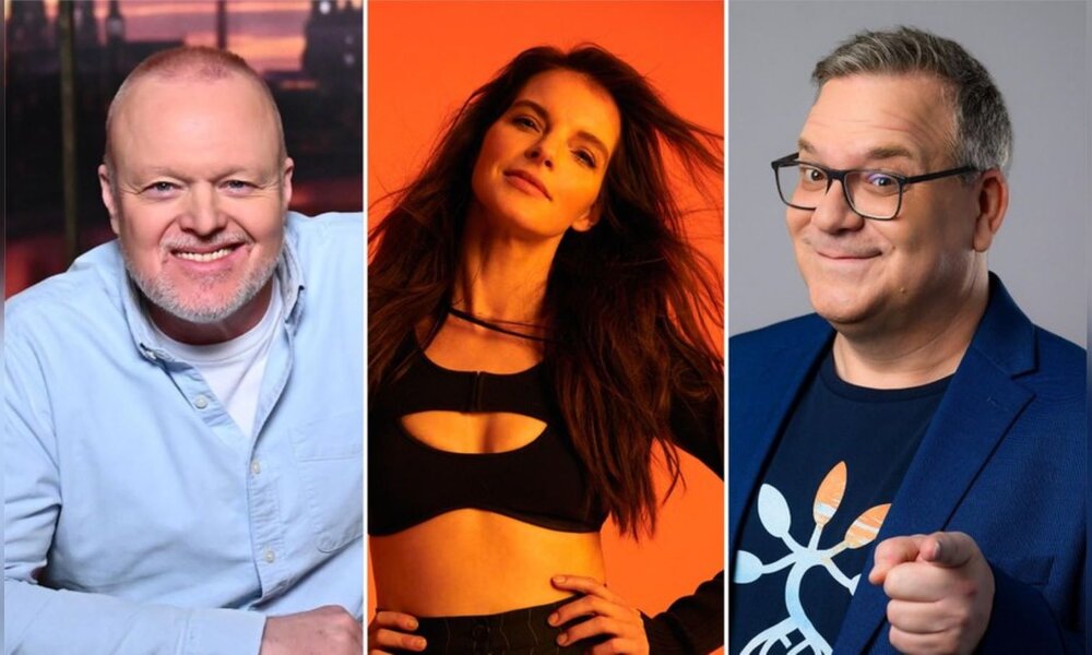 Portraits von Stefan Raab, Yvonne Catterfeld und Elton - getrennt durch weiße Linien.  | © RTL / Raab Entertainment / Julia Feldhagen / RTL / Adam von Mack / RTL / Willi Weber