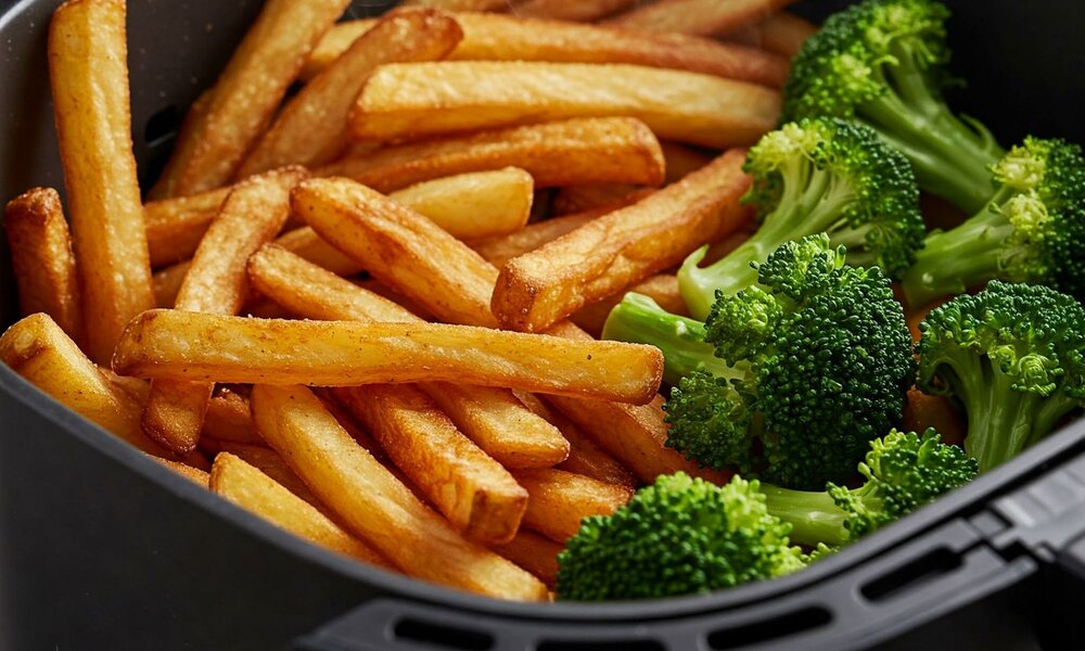 Pommes und Brokkoli aus dem AIrfryer | © Johanna Steinschulte/KI generiert