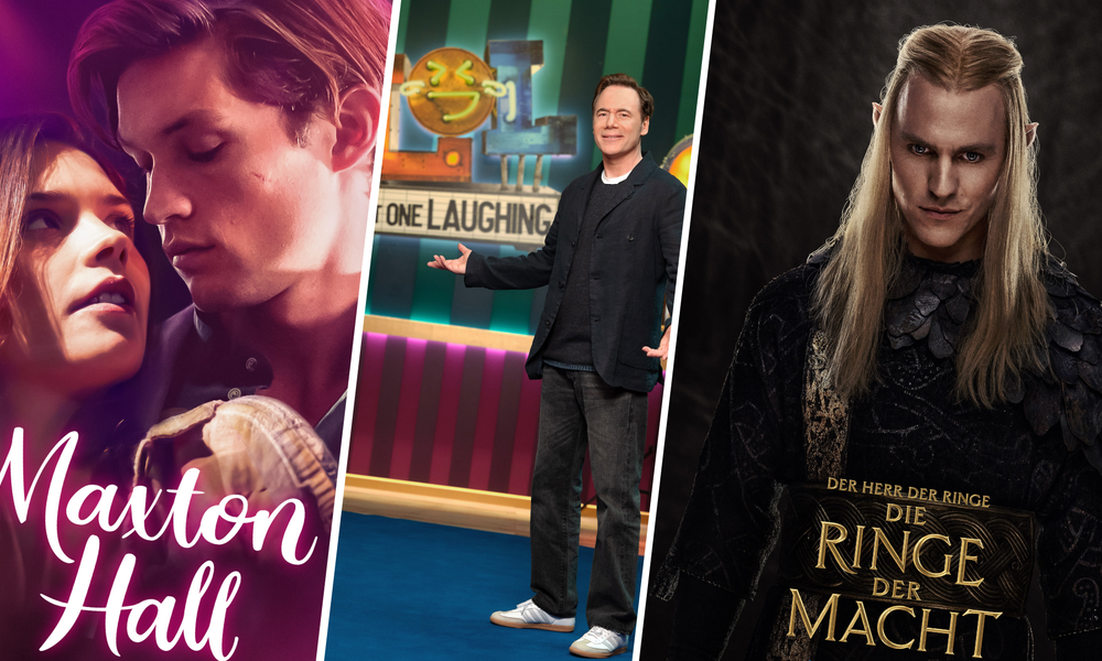 Von der romantischen Hype-Serie Maxton Hall über neue Folgen von LOL bis zum epischen Serien-Highlight Die Ringe der macht: Das alle seht ihr auch beim neuen TV-Sender Prime | © Prime Video / collage: Hörzu