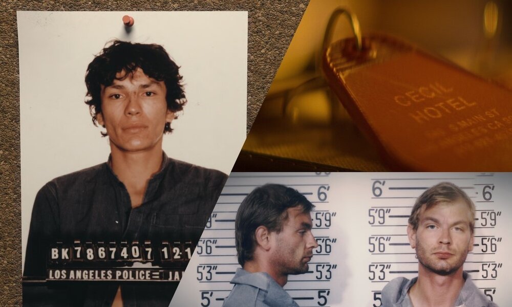 Gehören zu den besten im True-Crime-Genre: die Netflix-Dokus über den Night Stalker (l.), das Cecil Hotel und Jeffrey Dahmer (u.r.). | © Collage: Hörzu.de / Bilder: Netflix 