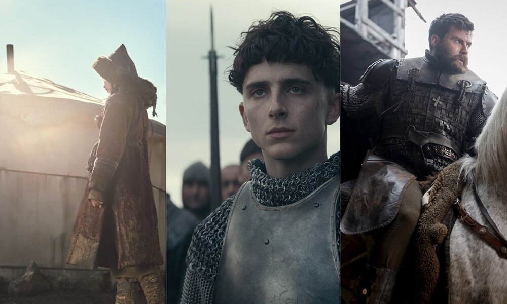 Filmbilder aus "Kingdom: Ashin of the North" (l.), "The King" und "The Last Kingdom: Seven Kings Must Die". | © Bilder: Netflix  / Collage: Hörzu.de