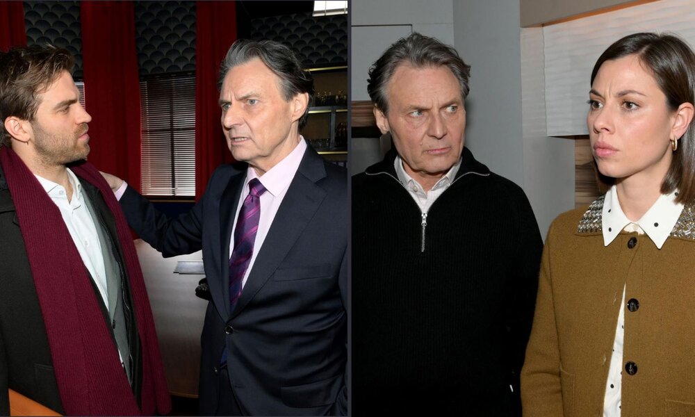 Jo Gerner einmal mit Julian und einmal mit Matilda.  | © RTL / Rolf Baumgartner