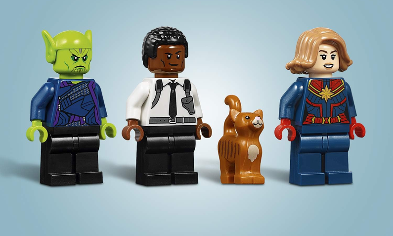Lego Figuren von Nick Fury, Talos, Goose und Captain Marvel | © Amazon