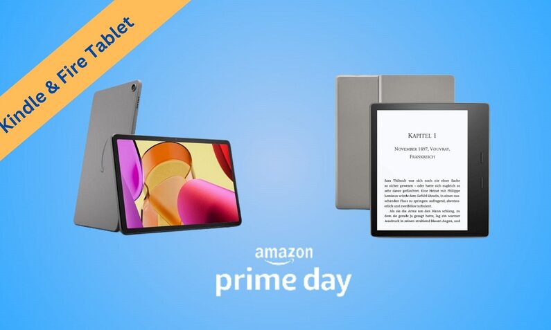 Amazon Fire-Tablet und Amazon Kindle nebeneinander | © Amazon