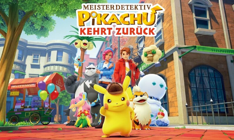 Meisterdetektiv Pikachu mit Tim Goodman und anderen Pokémon | © Nintendo