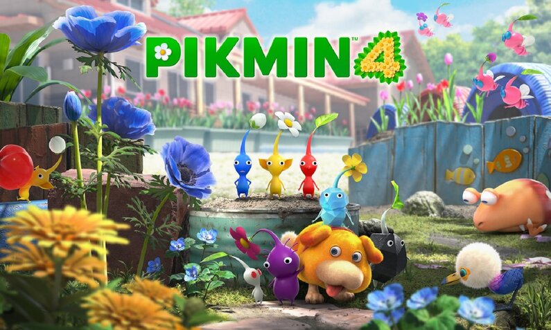 Die Pikmin, der Hund Otschin und die gegnerischen Wesen in einer bunten Pflanzenwelt | © Nintendo