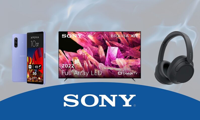 Sony Smartphone, Fernseher und Kopfhörer nebeneinander  | © Amazon