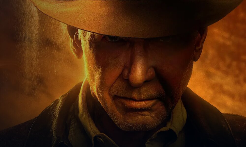 Harrisons Fords Gescicht mit Hut auf der Key Art zum Kinofilm "Indiana Jones und das Rad des Schicksals" | © Lucasfilm/Amazon Prime Video