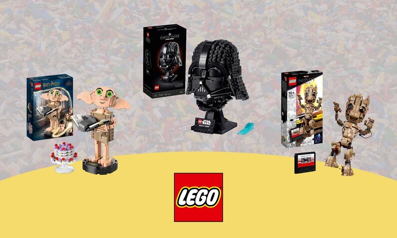 Lego-Figuren von ich bin Groot, Darth Vader und Dobby aus Harry Potter | © Amazon