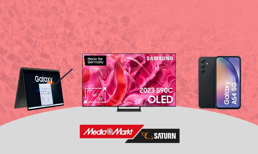 Samsung Tablet, Fernseher und Smartphone nebeneinander | © Media Markt 