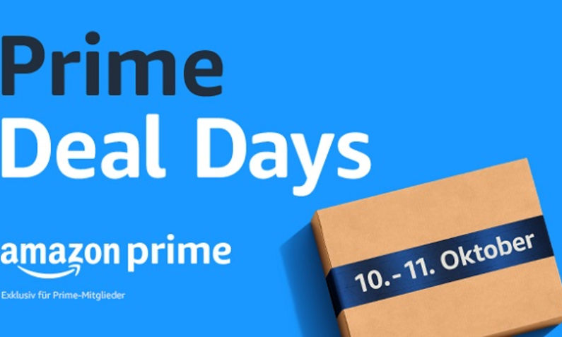 Das Logo der Amazon Prime Deal Days, daneben ein Paket mit dem Datum 10. und 11. Oktober | © Amazon