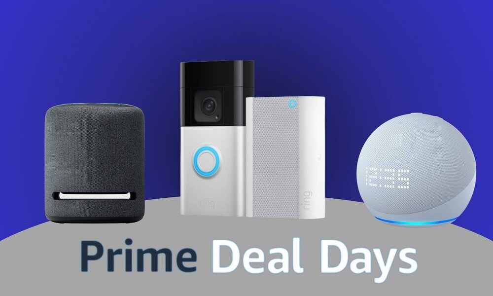 Amazon Echo Studio, Ring Türklingel und Echo Dot nebeneinander | © Amazon