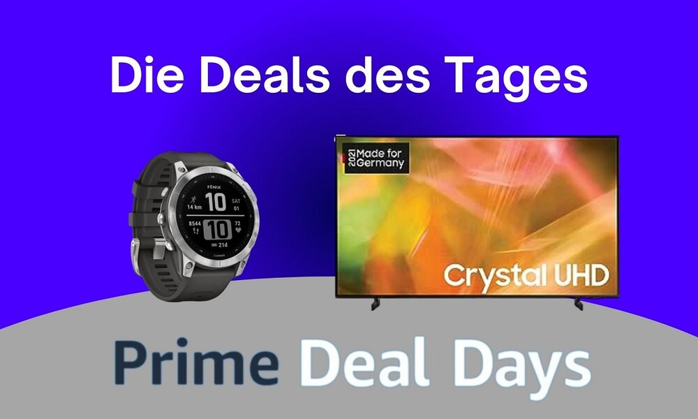 Garmin fenix Smartwatch und Samsung 4k-Fernseher nebeneinander | © Amazon