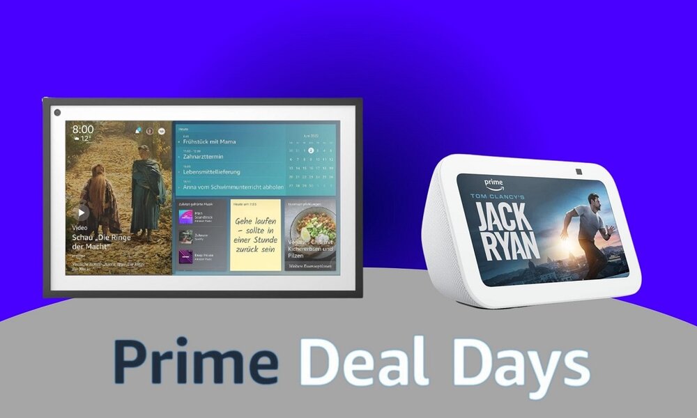 Echo Show 8 und Echo Show 15 nebeneinander | © Amazon