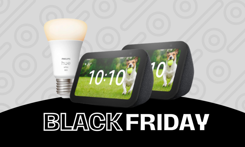 Zwei Echo Show 5 und eine Philips Hue-Glühbirne | © Amazon