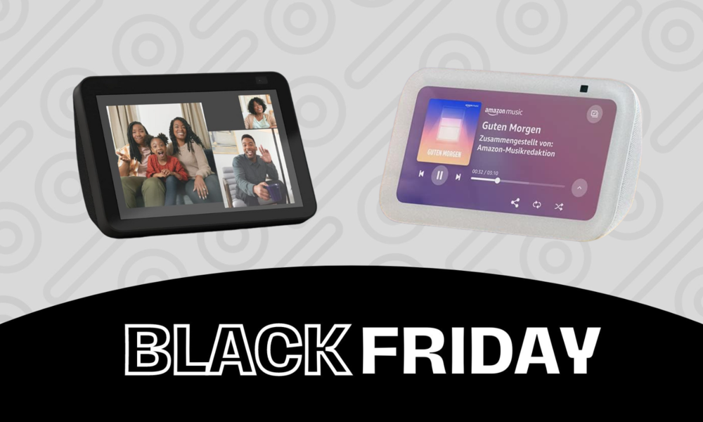Amazon Echo Show 5 in weiß und Eco Show 8 in schwarz | © Amazon