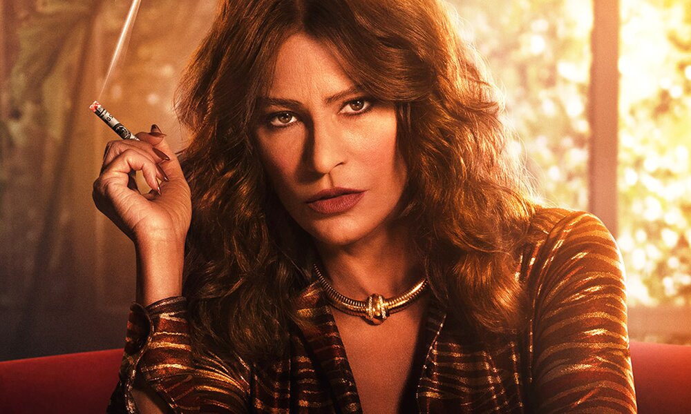 Nahaufnahme von Sofia Vergara als Kartellchefin auf dem Plakat zur Netflix-Serie "Griselda". | © Netflix
