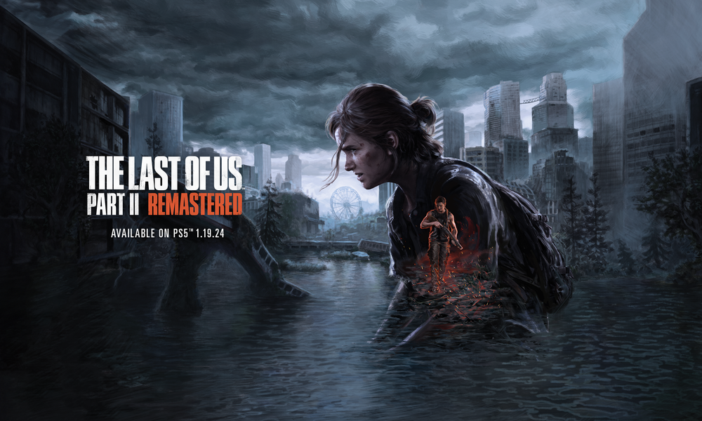 Die Protagonistin Ellie, mit Joel in ihren Gedanken vor düsterem Hintergrund | © Naughty Dog