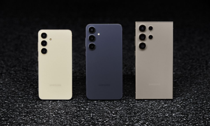 Galaxy S24, S24 Plus und S24 Ultra in verschiedenen Farben und Größen | © Samsung