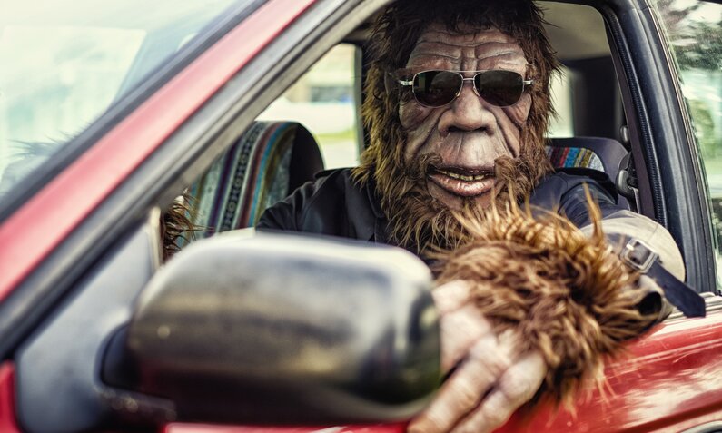 Person fährt im Affenkostüm Auto | ©  Getty Images / RichLegg