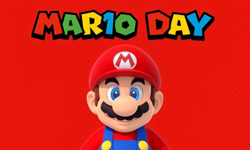 Bild von Super Mario vor rotem Hintergrund mit dem Schriftzug "Mario Day" | © Nintendo