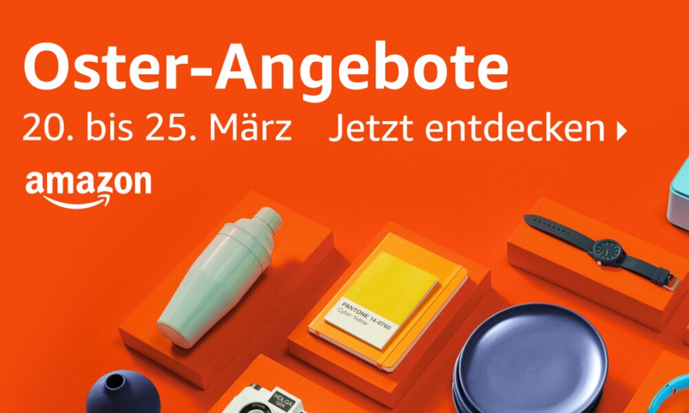 Banner zum Amazon Spring Sale 2024 mit Alltagsgegenständen auf rotem Hintergrund | © Amazon
