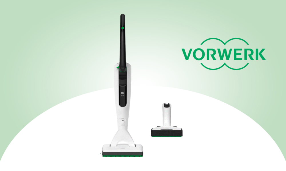 Der Vorwerk Kobold VK7-Akku-Staubsauger in Weiß und Schwarz mit der Elektrobürste | © Vorwerk