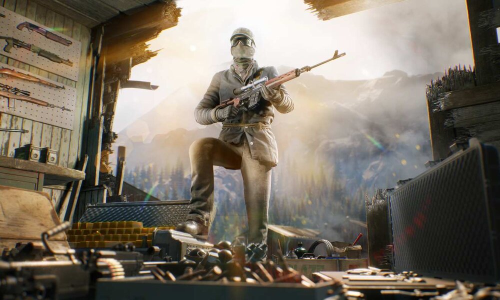 Soldat in Atemschutzmaske hält Wache. | © Bohemia Interactive