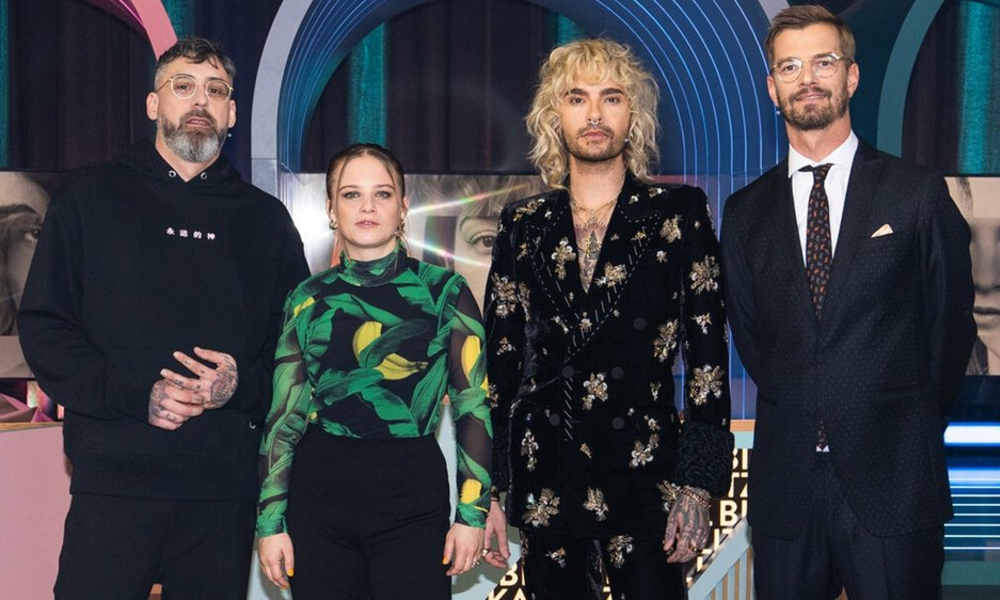 Die Teilnehmer der 5. Staffel von „Wer stiehlt mir die Show?“: (v. l.) Sido, Jasna Fritzi Bauer, Bill Kaulitz und Joko Winterscheidt. | © ProSieben
