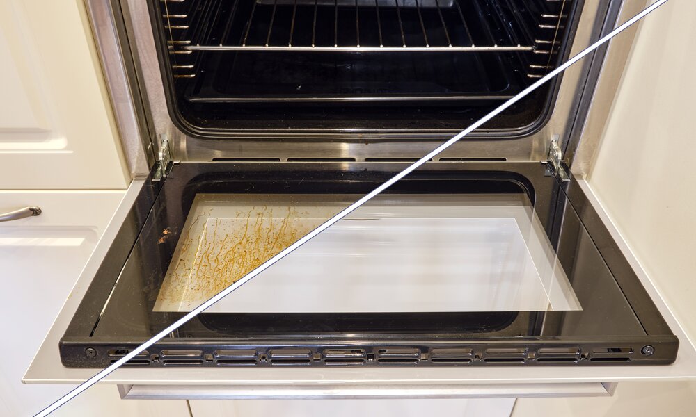 Backofen, halb dreckig und halb sauber | © Adobe Stock/ Андрей Журавлев