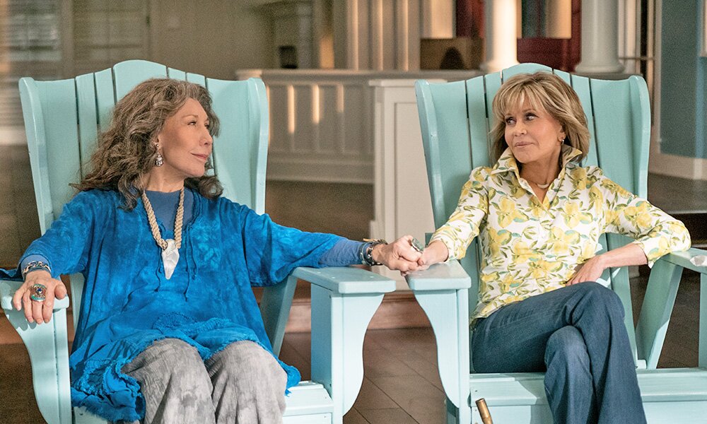 Lily Tomlin und Jane Fonda in der Netflix Serie "Grace and Frankie" | © Netflix, Ali Goldstein