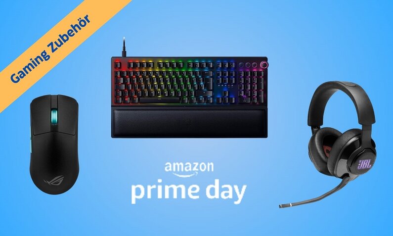 Gaming Tastatur, Maus und Headset nebeneinander | © Amazon