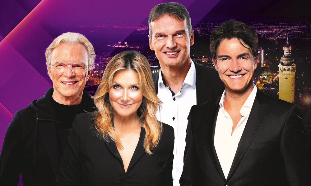 Kim Fisher mit den drei neuen Moderatoren : Wolfgang Lippert, Klaus Brinkbäumer und Matze Knop. | © MDR